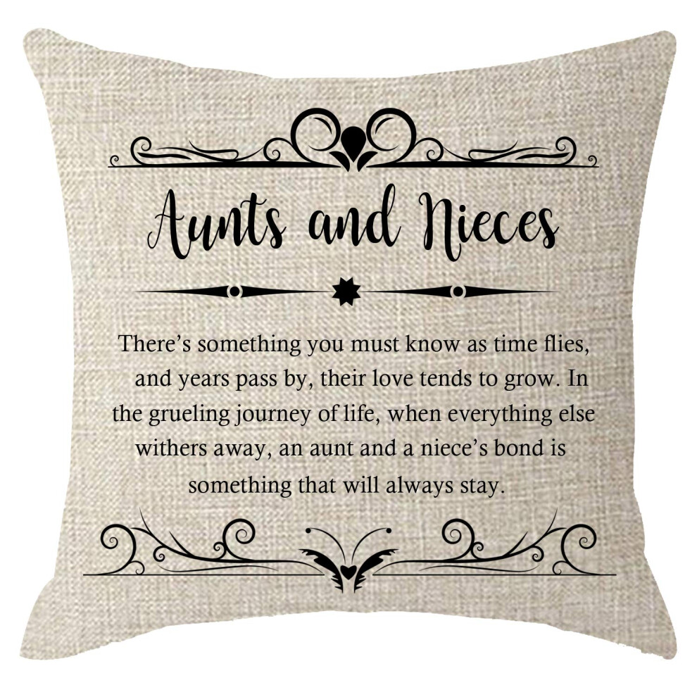 Housse de coussin en toile de jute beige pour canap   , chaise, cadeau de Thanksgiving, No   l, avec dictons amusants, tantes et ni   ces