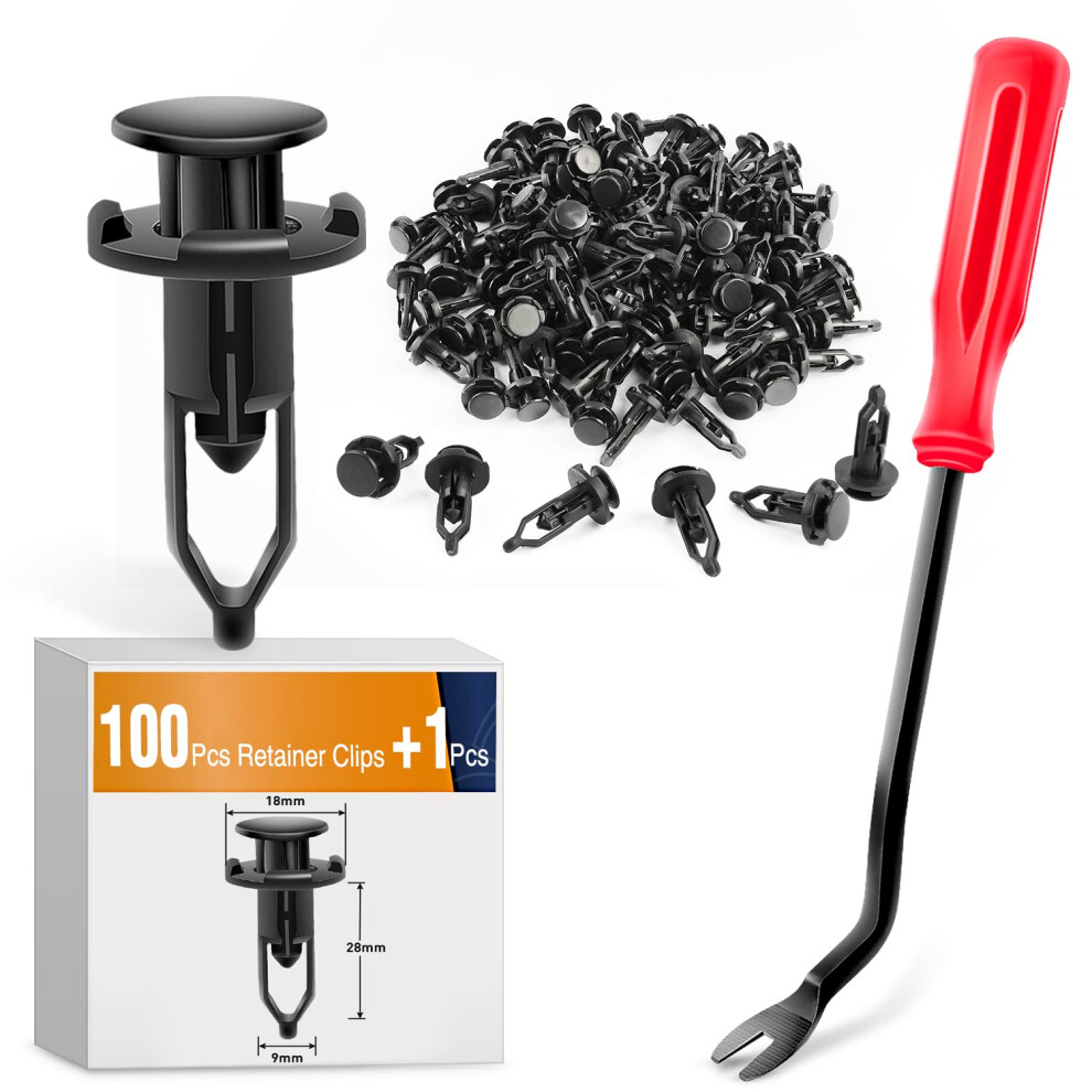 Gooacc 100Pcs Nylon Push-Type Automotive Clips Rivet Retainer Fender Bumper Fasteners Clips For Toyota #52161-02020 9Mm 1Pc Bonus Fastener Remover 767912576916