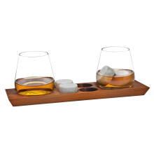 Godinger Whiskey Glas Drikkeglas Bar Glas Vinglas Stemless Glass and Chilling Rocks Whisky Stones Bar S?t p? udstillingsbakke i tr?