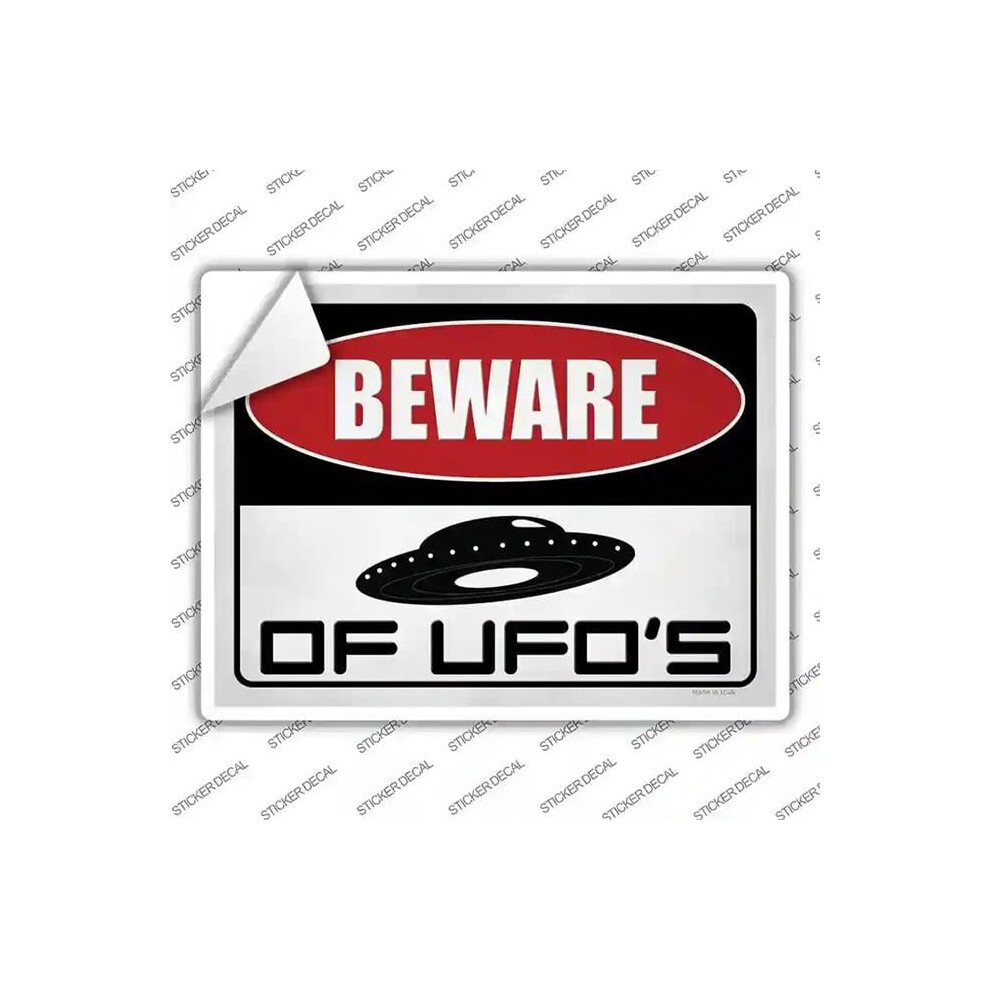 Smart Blonde P-4037S-Xl Beware Of Ufos Novelty Rectangle Sticker Decal - Extra Large 792636044984