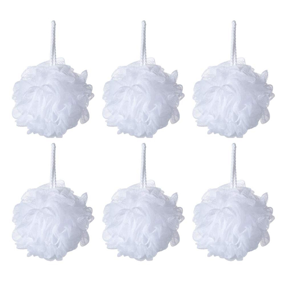 Ponge De Bain Iboodi, Ponge De Douche En Loofah, Ponge De Douche En Maille Blanche, Lot De 6 (35 G/Pi Ce)-image