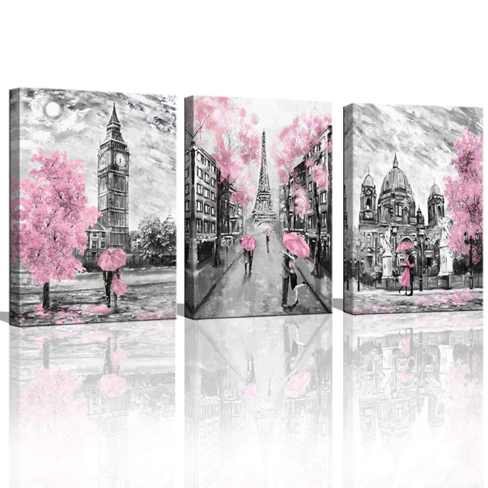CANVASZON Toile murale noire et blanche pour salon, chambre     coucher, salle de bain, filles, rose, th   me Paris, d   coration de chambre, peinture