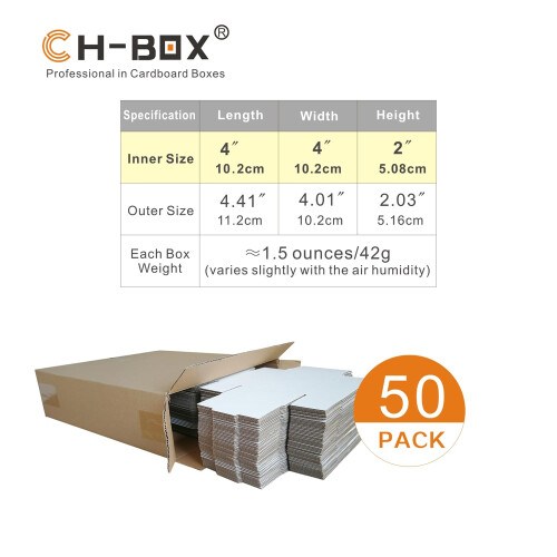 CH-BOX 50 Τεμάχια 4x4x2'' Μικρές Κουτιά Αποστολής, Κουτιά Κορυφαίας Ποιότητας 1