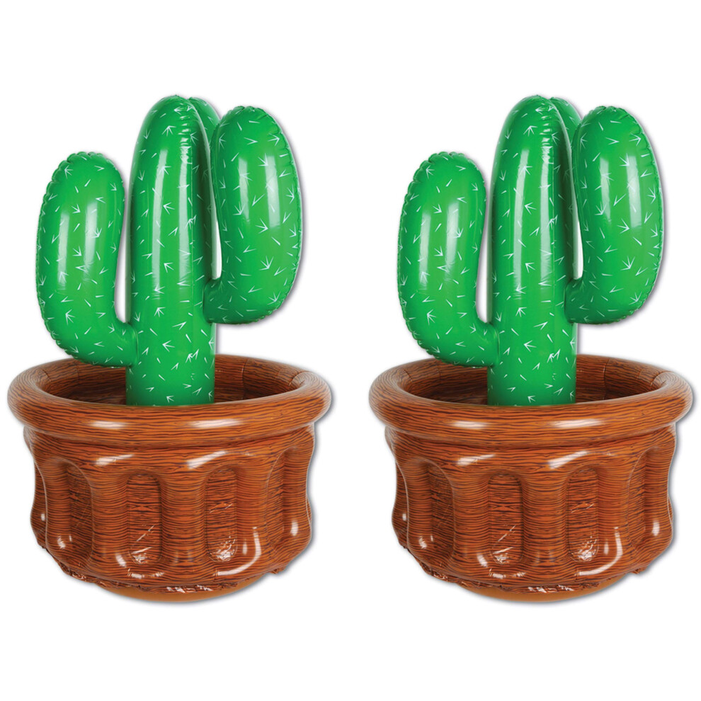 Beistle Inflatable Cactus Coolers  2 Pack  26  x 18   Each Holds Approx. 24 12 oz. Cans - Drink Cooler  Drink Containers for Parties  Cactus Party Dec-image-OPC-PFRPV2R-NEW
