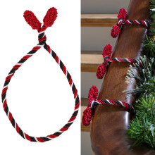 Haute Decor Decorative Twist Ties 6 Pack 16 inches (Black/Red/White) - Hang Garland Lights Decorations from Bannister or Railings for Christm