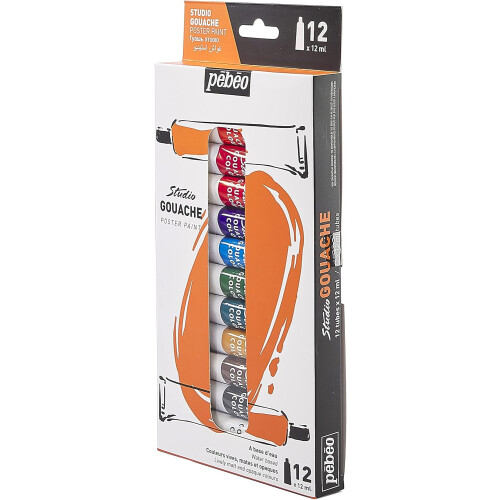 Pébéo Studio Gouache Poster Paint Set 12 colours, 12 ml 1