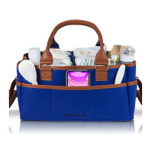 Baby Diaper Caddy Organizer Large with Shoulder Strap | Trendy Navy Blue Portable Nursery Storage Bin - Premium Quality Tote Bag For Newborn Essential