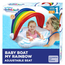 SwimSchool Rainbow Babys First Pool Float - 6-18 Months - Novelty Baby Boat with Adjustable Seat - Rainbow