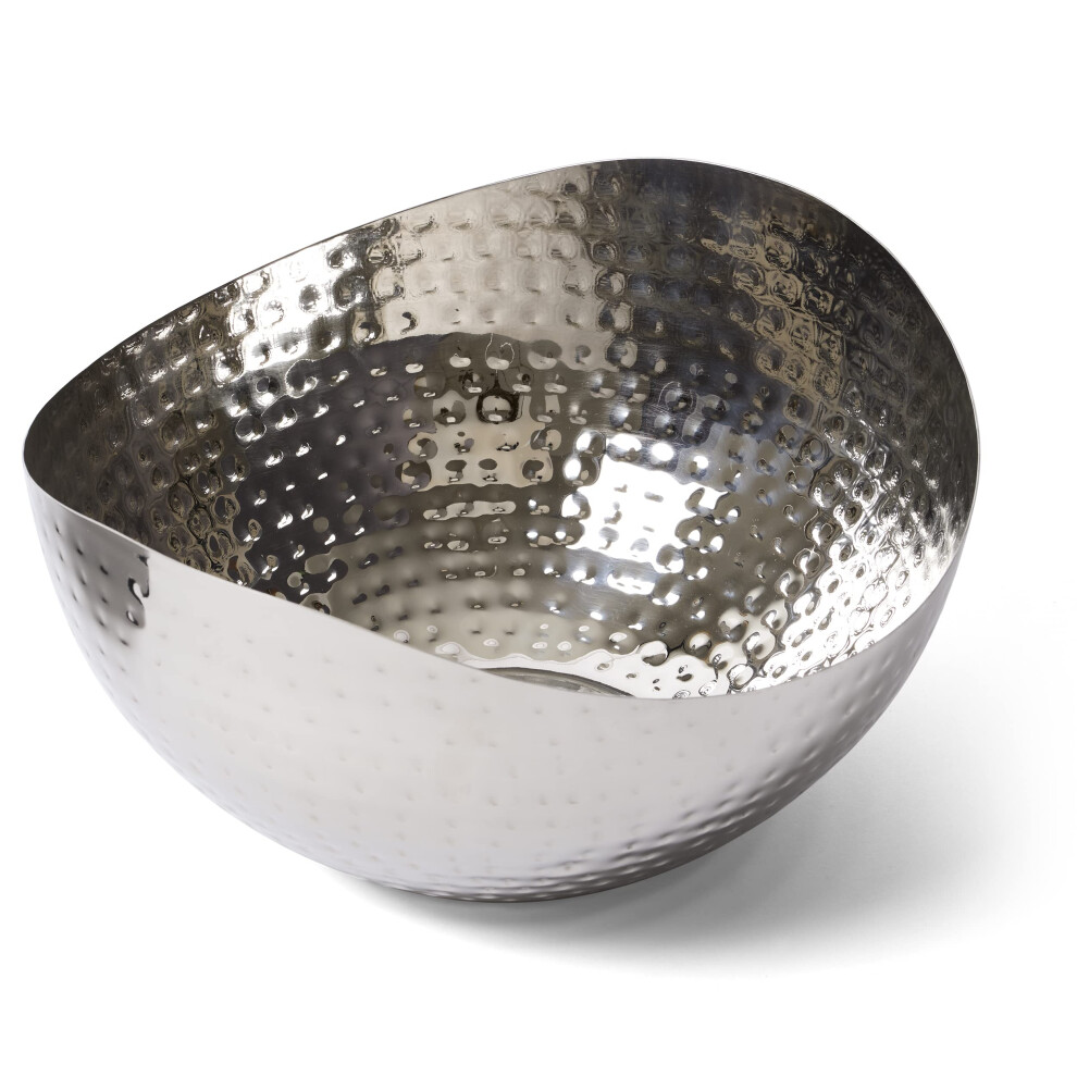 Doma Vita Large Decorative Bowl  Stainless Steel Salad Serving Fruit Bowl  Hammered Centerpiece Bowl (10  Round)-image-OPC-PFNR5ZQ-NEW
