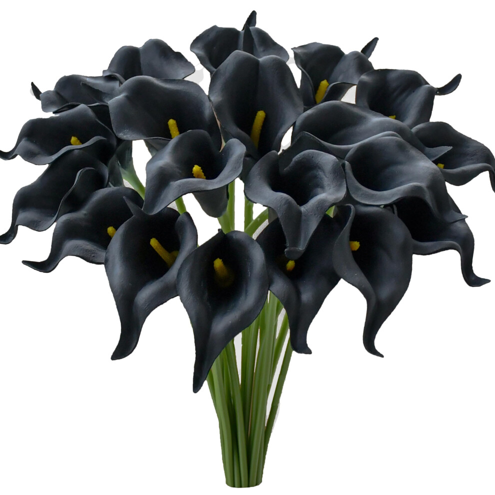 Lot De 20 Lys Calla Artificiels Noirs De Mandy, 34 Cm, En Soie, Pour Halloween, La F Te Des M Res, P Ques, La Maison, La Cuisine Et Les Mariages-image