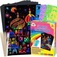 ZMLM Scratch Paper Konstset, 60 St Rainbow Magic Scratch Paper för Barn
