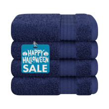 Asciugamani turchi Cotton Paradise 100% cotone per il bagno, 4 pezzi, morbidi e assorbenti, piccoli asciugamani per il viso e il corpo, blu navy.