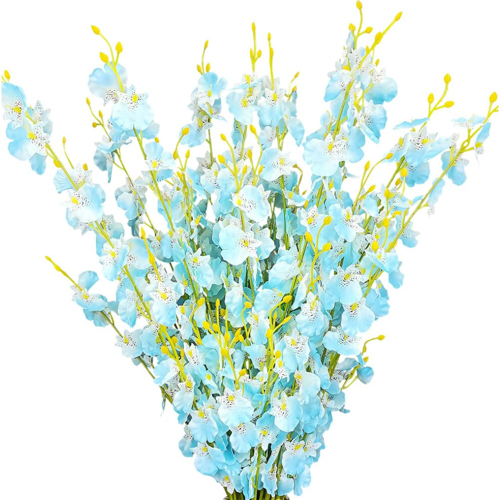 Omuygdd Fleurs En Soie Bleues Orchid E Artificielle 12 Pi Ces (Chacune 38,5) Fleurs Artificielles Longue Tige Pour Grand Vase Vase Non Inclus-image