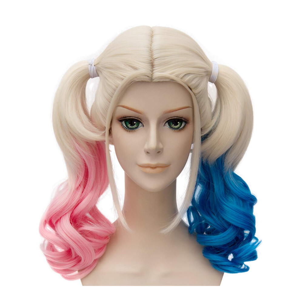 Mersi Unisex Blonde Wigs For Women Costume Braided Ponytails Wigs For Halloween Party S052