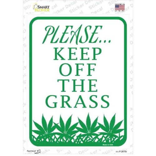Smart Blonde P-2610s-M Please Keep Off Grass Novelty Rectangle Sticker Decal - Medium