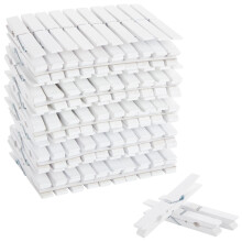 Juvale 100 Pack Puiset pyykkinastat pyykinpesukuvien ripustamiseen (valkoinen 4, puiset nastat)