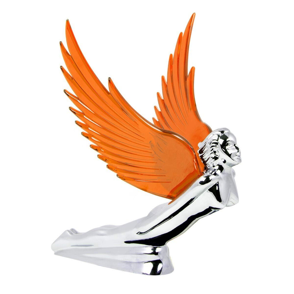 Gg Grand General 48056 Clear 8 X 8 Inches Chrome Flying Goddess Hood Ornament With Windriders 760479480566