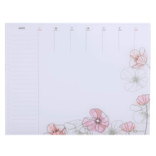 Quartet Glass Desktop Weekly Planner 17 """" X 22 """" Whiteboard Dry Election Surface Clean Erase inkluderer 1 t?r sletningsmark?r blomster (GDP2217