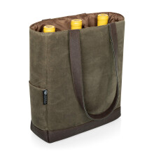 Legacy - Picnic Time, 3-Flask Isolerad Vinväska, Sliten Vaxduk Vinväska, Vinpresentväska