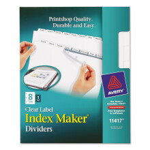 Divisórias Avery 11417 com Etiquetas Transparentes, 8.5 x 11, Brancas, 8 Abas/Conjunto