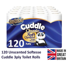 SOFTESSE Cuddle 3 Ply Soft Quilted120 Non Scented Toilet Rolls 60 x 2 Original Toilet Roll Bulk Buy