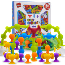 Silly Suckers Brinquedos de Sucção 50 Pcs | Brinquedos de Construção | Toques Suaves | Brinquedos Montessori
