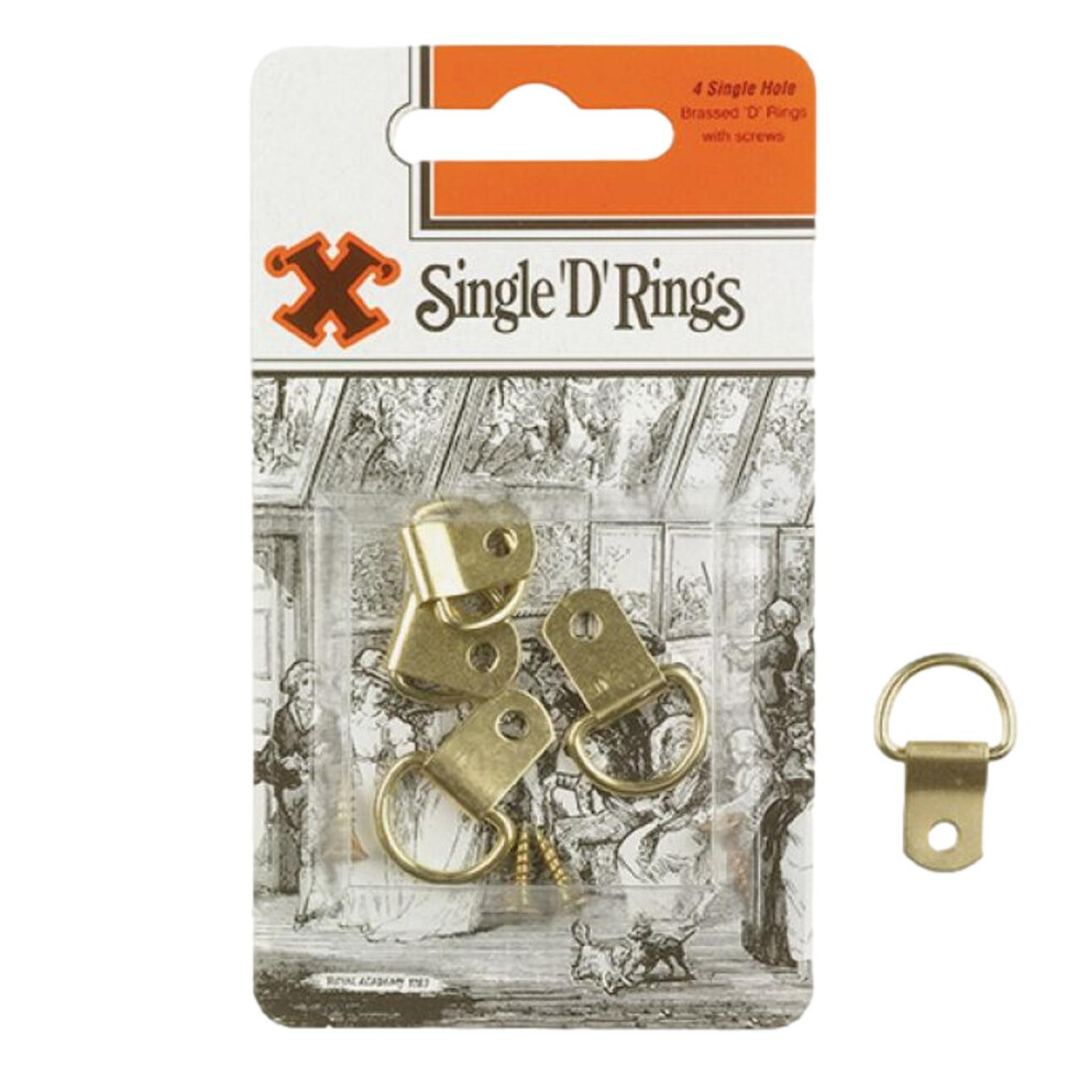 X-Hooks Brass D Rings For Picture Frames (4 Pack) 5013343128565