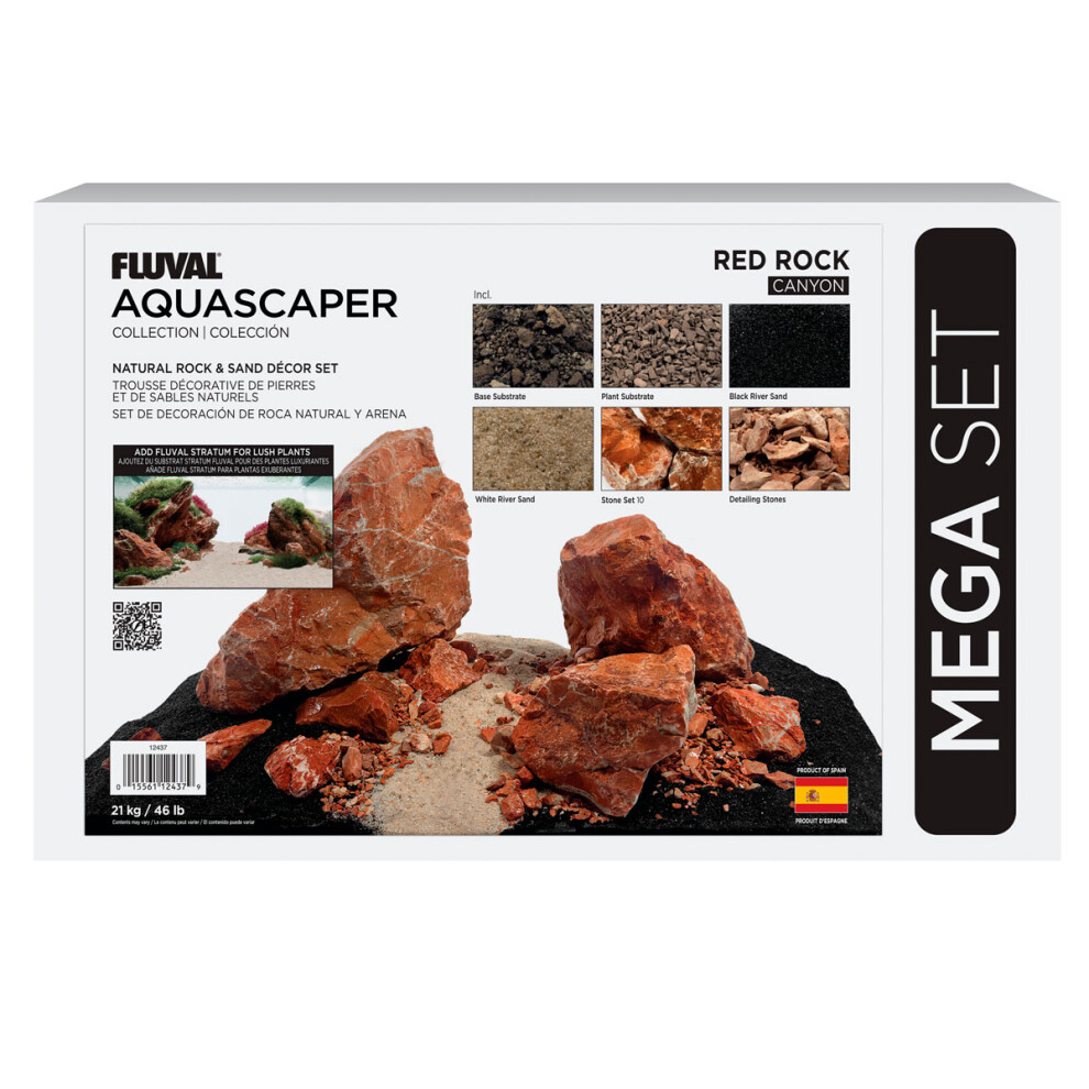 (Red Stone) Fluval Stone Rock Aquarium Aquascaper Decoration Bundle Kit