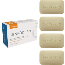 Kenkoderm Psoriasis Mineral Salt Soap with Argan Oil & Shea Butter 4.25 oz 4 Bars Dermatologist Developed Skin Care for Soothing & Moisturizing Pso