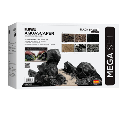 Fluval (Black Stone) Fluval Stone Rock Aquarium Aquascaper Decoration Bundle Kit 2