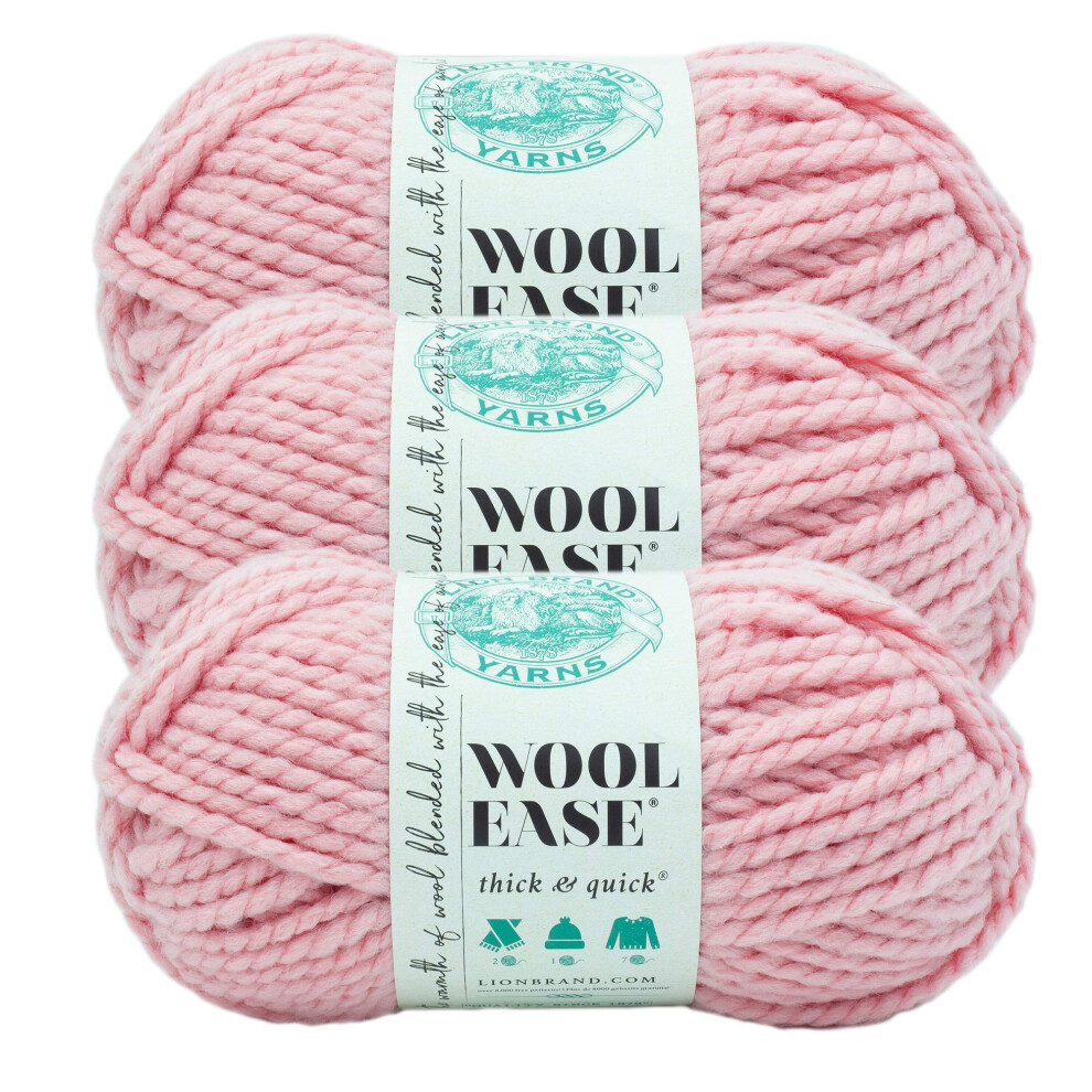 Lion Brand Yarn Wool-Ease Thick & Quick Yarn  Soft and Bulky Yarn for Knitting  Crocheting  and Crafting  3 Pack  Rouge