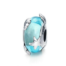 Äkta Murano Glass Beads 925 Sterlingsilver Charms Facetterad Jul Snöflinga Blomma Stjärna Armband