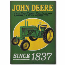 Placa Metálica Embossed John Deere Desde 1837 - Sinal Vintage para Garagem ou Espaço de Lazer