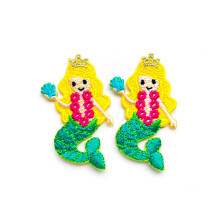 TH Set de 2 Tiny. Mini Pretty Mermaid Dragu? n Marea Oceanul Pove?ti Desene Animat Patch Brodat Cusut Pe Patch Fier pe Patch pentru Rucsacuri Je