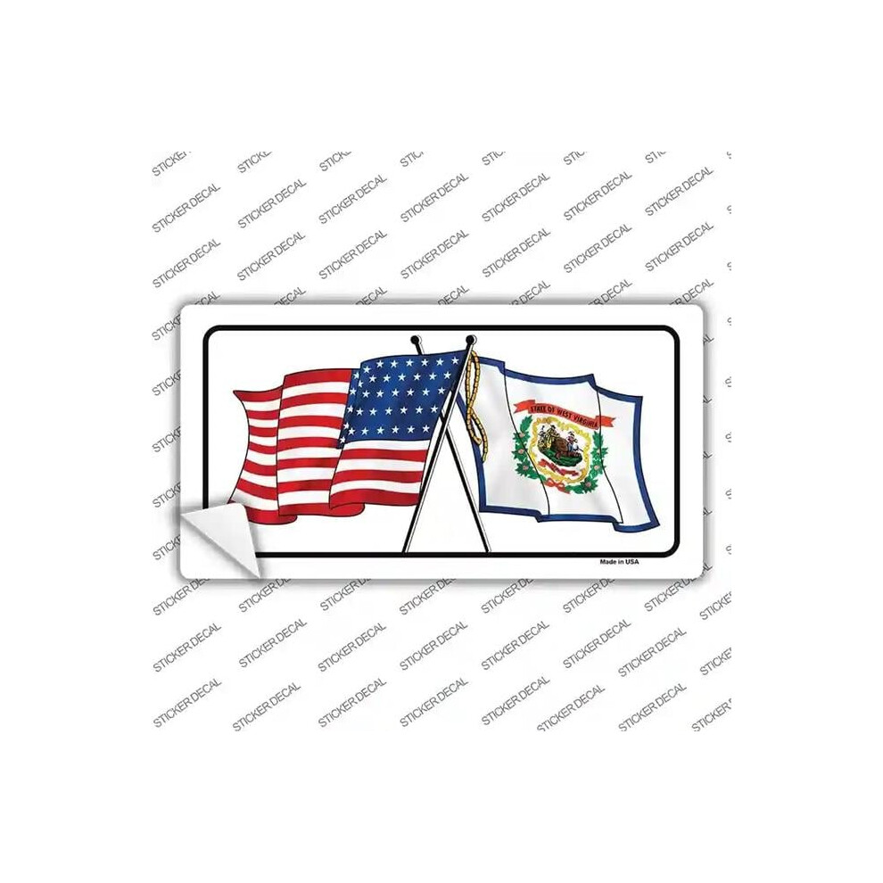 Smart Blonde Lp-11508S-L West Virginia Crossed Us Flag Novelty Sticker Decal - Large 731997960465