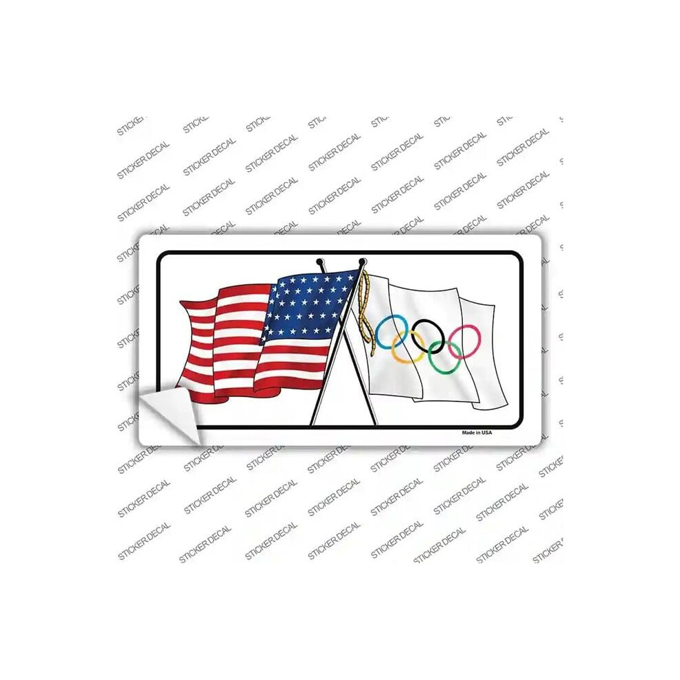 Smart Blonde Lp-11519S-S Olympic Crossed Us Flag Novelty Sticker Decal - Small 731997960533