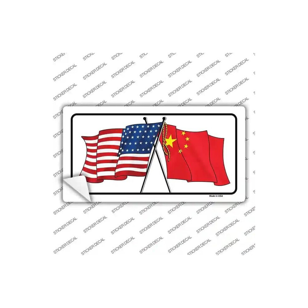 Smart Blonde Lp-11521S-S China Crossed Us Flag Novelty Sticker Decal - Small 731997960557