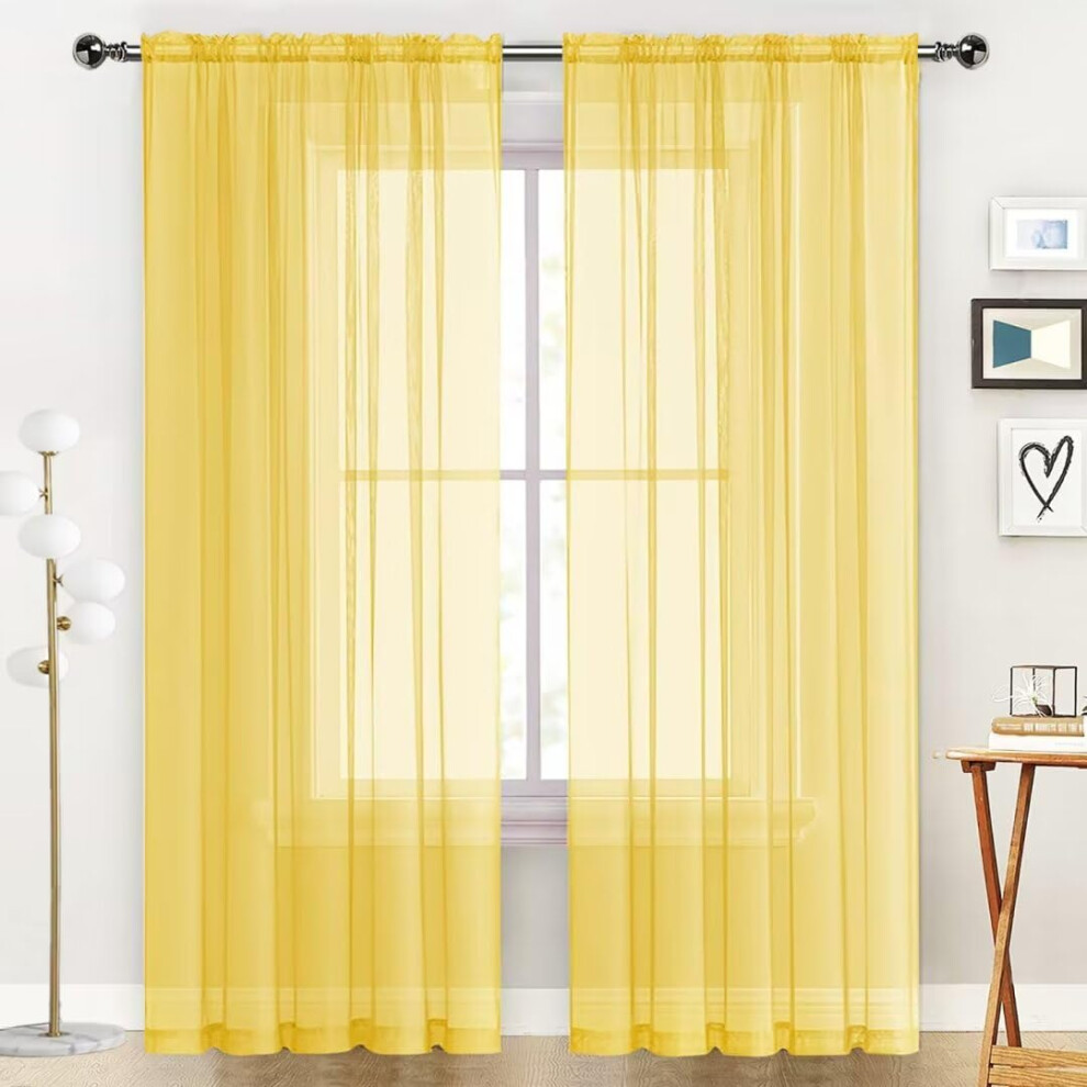 SpaceDresser Sheer Voile Window Treatment Rod Pocket Curtain Panels for Kitchen Bedroom Living Room Drapes Sunlight Filtering Privacy Semi Home Decor-image-OPC-PFN2MPY-NEW