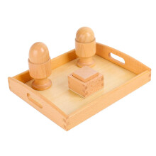 Montessori 3D-objectoefening met dienblad, bal, ei met beker en kubus met doos Montessori-speelgoed voor baby's Materialen voor peuters en baby's
