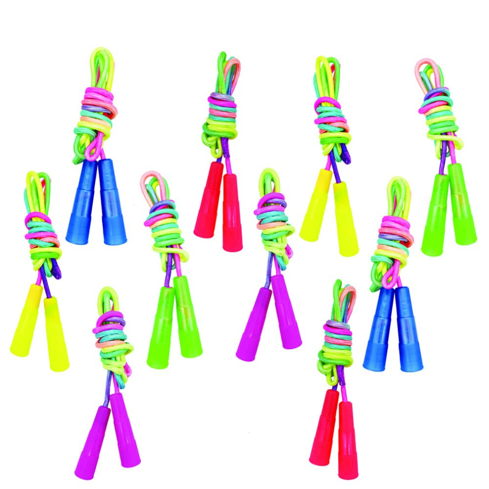 10 pcs Rainbow Jump Rope Set Durable Nylon Skipping Ropes Safty Vibrant Jumping Ropes for Girls or Boys Physical Education Skipping Rope(7.2 Feet)