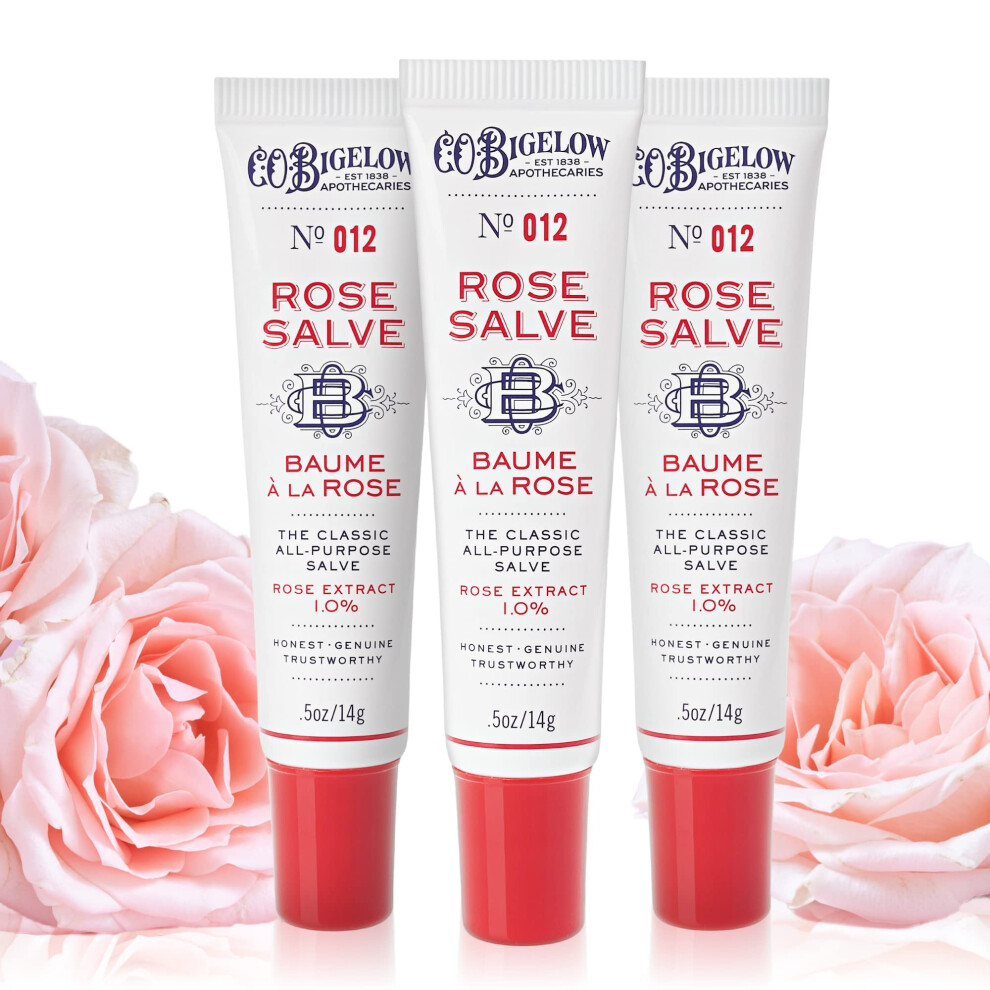 C. O. Bigelow C.o. Bigelow Rose Salve Lip Balm Tubes 3 Pack All Purpose Salves Moisturizing For Chapped Lips And Dry Skin