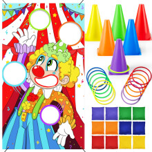 JOYIN 31PCS 3 en 1 Juegos de Carnaval Juego de Lanzamiento de Anillos de Pascua Conos de Bolsas de Frijoles - Juguetes al Aire Libre para Nios P