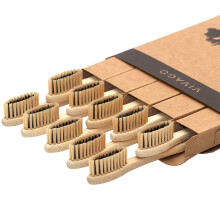 VIVAGO Biodegradable Charcoal Bamboo Toothbrushes Soft Bristles for Sensitive Teeth 10 Pack - Numbered for Easy Recognition - Compostable  Eco-Friendl