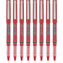 Pilot, Precise V5, Kapslad Flytande Bläck Rollerball Penna, Extra Fin 0.5 mm, Röd, 8-pack