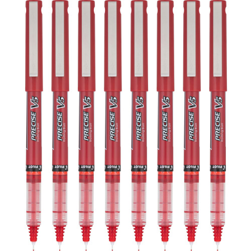 Pilot Pilot, Precise V5, Κάπα Ρολά Πενάκια, Επιπλέον Λεπτό 0,5 mm, Κόκκινο, Πακέτο 8