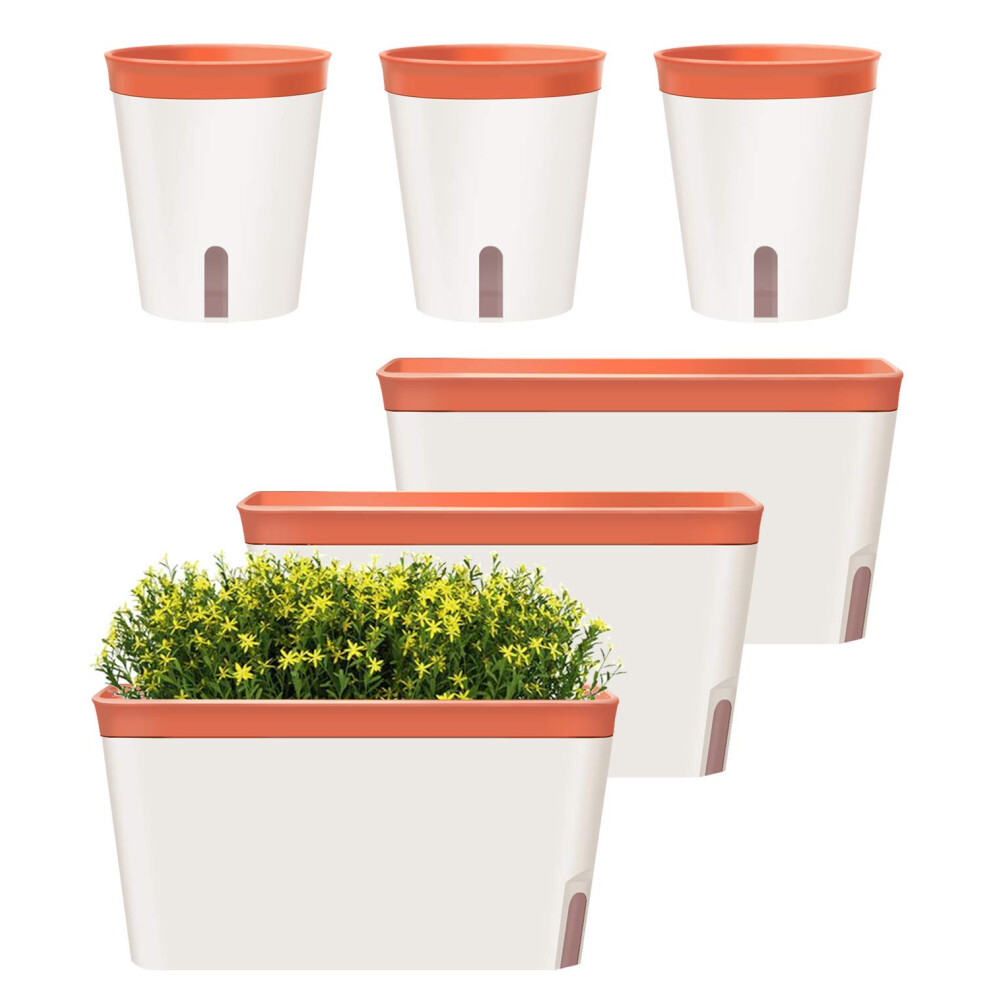 Jardineras Rectangulares Con Autorriego Gardenbasix, Juego De 6, Para Plantas De Interior, Jard N, Modernas Macetas Decorativas Para Todo Tipo De-image