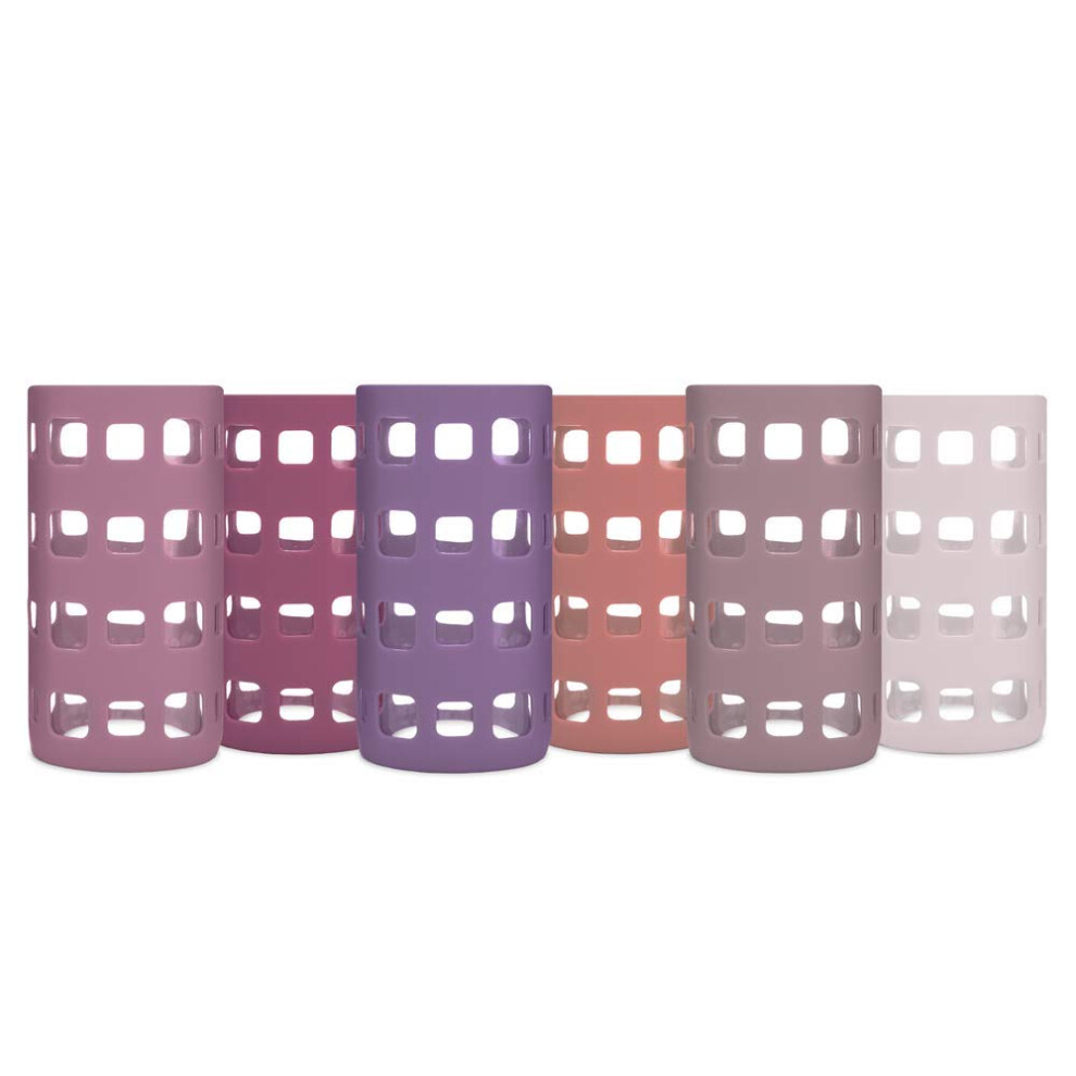 Silicone Glass Water Bottle Sleeves - 6-Pack of Protective Holders 16-18 oz Capacity - Anti-Slip Protection for Beverage Containers - Insulating Carri
