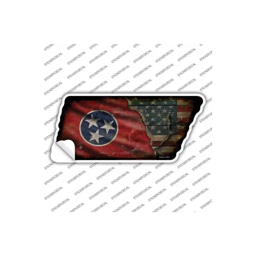 Smart Blonde Tn-199S-L Tennessee American Flag Novelty Rusty Tennessee Shape Sticker Decal - Large 792636302268