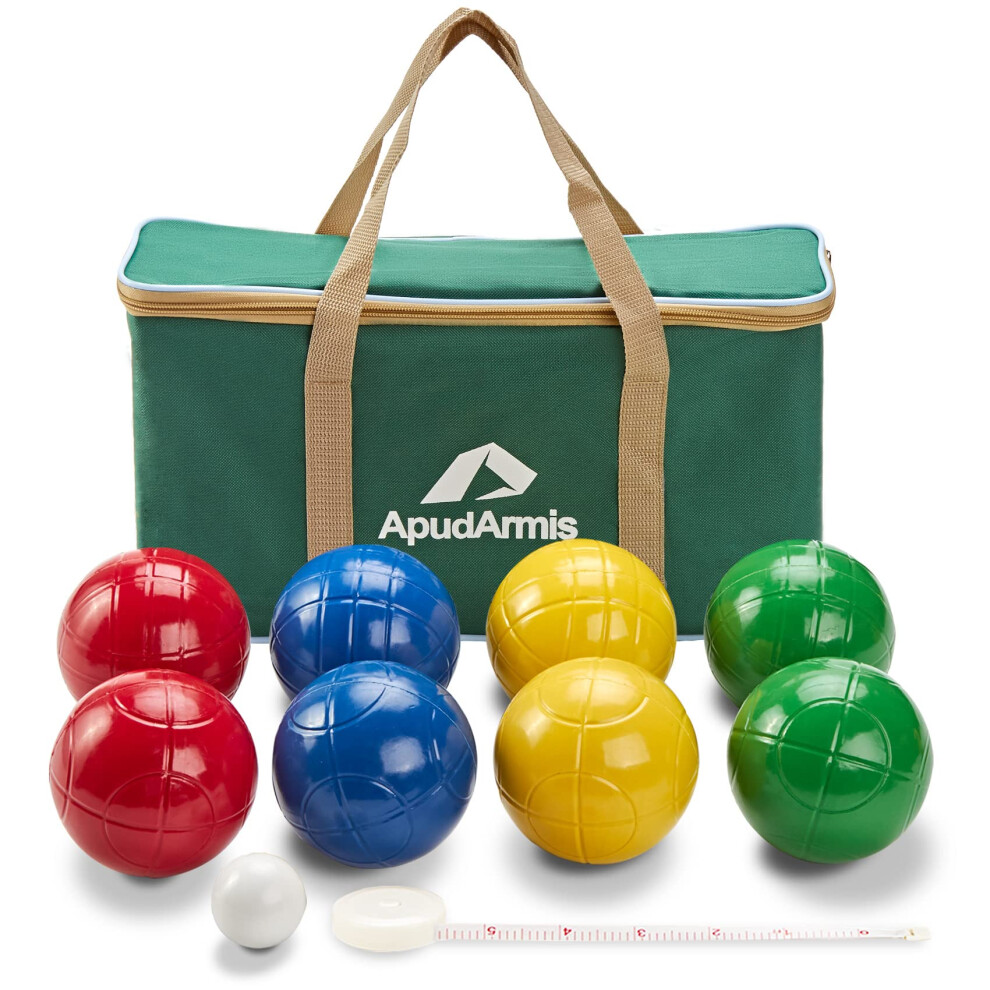 Apudarmis 90Mm Bocce Balls Set Lighter Outdoor Bocce Game For Backyard/Lawn/Beach - Set Of 8 Soft Pe Balls & 1 Pallino & Nylon Carrying Case & Measur