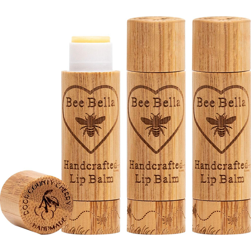 Bella Aurora Bella Bee Bella Lip Balm Cherry 3 Pack - Hydrating Moisturizing Lip Care 100% Natural Original Organic Beeswax With Vitamin E Handmade In Usa